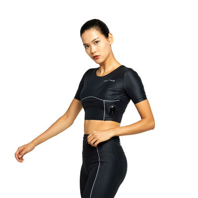 As camisetas de ciclagem das mulheres negras de nylon do terno do corpo de BODYTIME EMS